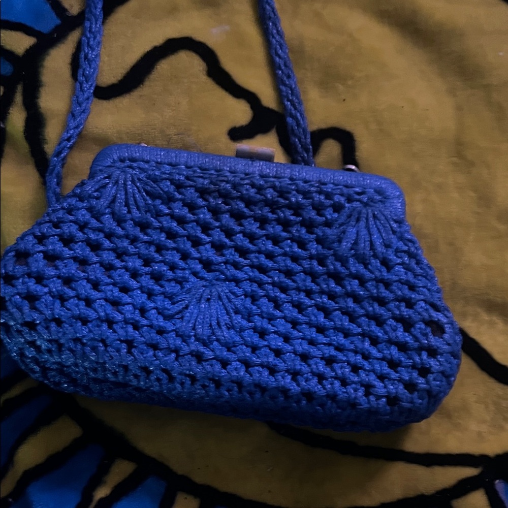 Elegant Blue Woven Handbag
